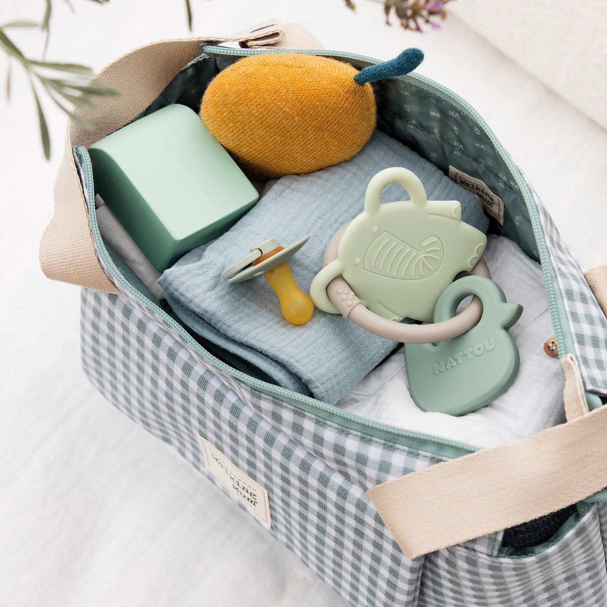 Trousse de toilette vert, blanc, WALKING MUM