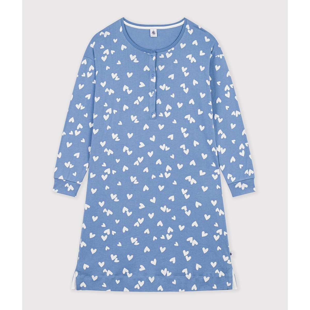 Heart Print Cotton Nightshirt blue/white, PETIT BATEAU