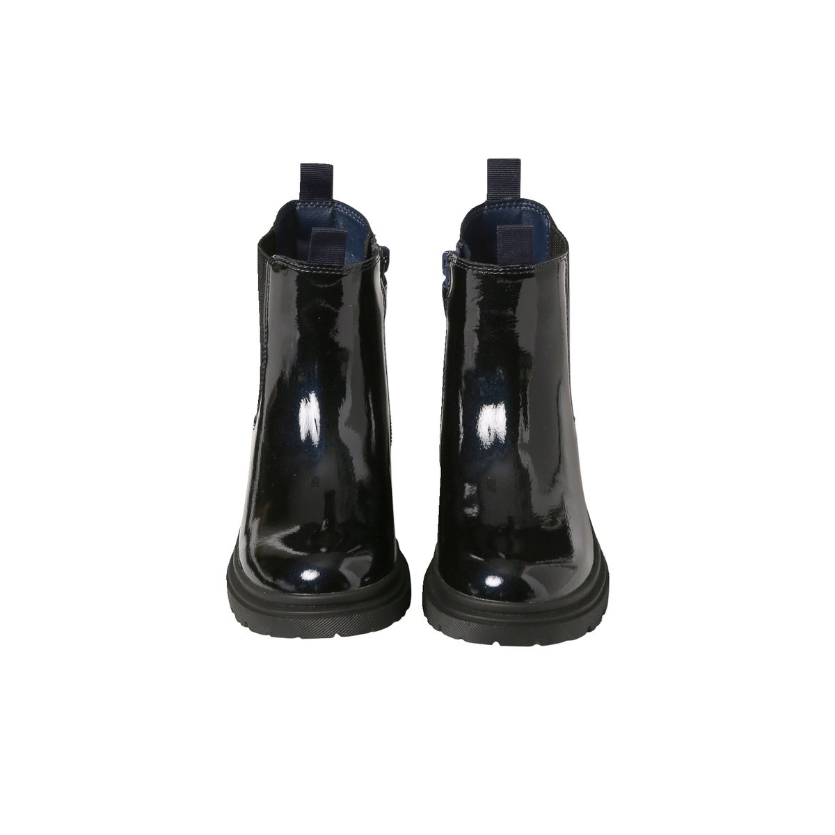 Boots synthétique zippées et élastiquées marine, VERTBAUDET