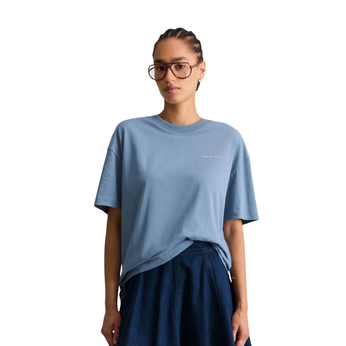 T-shirt de base relaxed en coton organique bleu, MARC O’POLO DENIM