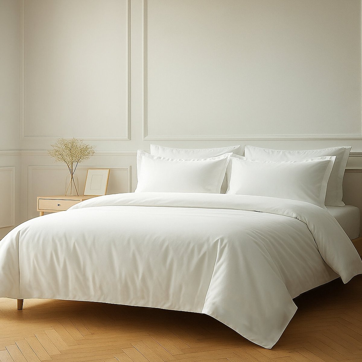 Parure housse de couette 100% coton 57fils blanc, C DESIGN HOME TEXTILE