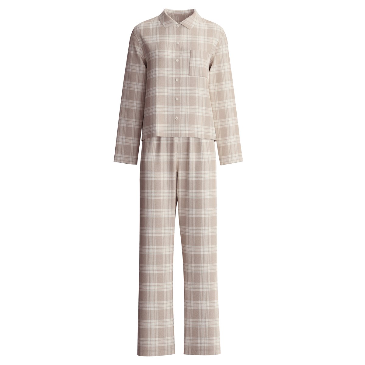 Pyjama en flanelle, boutonné de bout en bout manches longues Coton PLAID DREAMS chateau, CALIDA