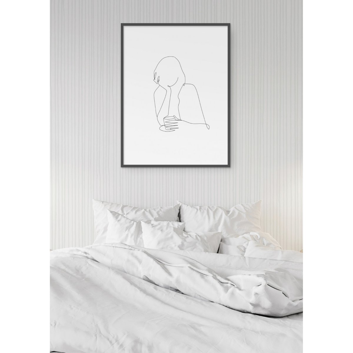 Affiche Line Art Women 8 blanc, L'AFFICHERIE