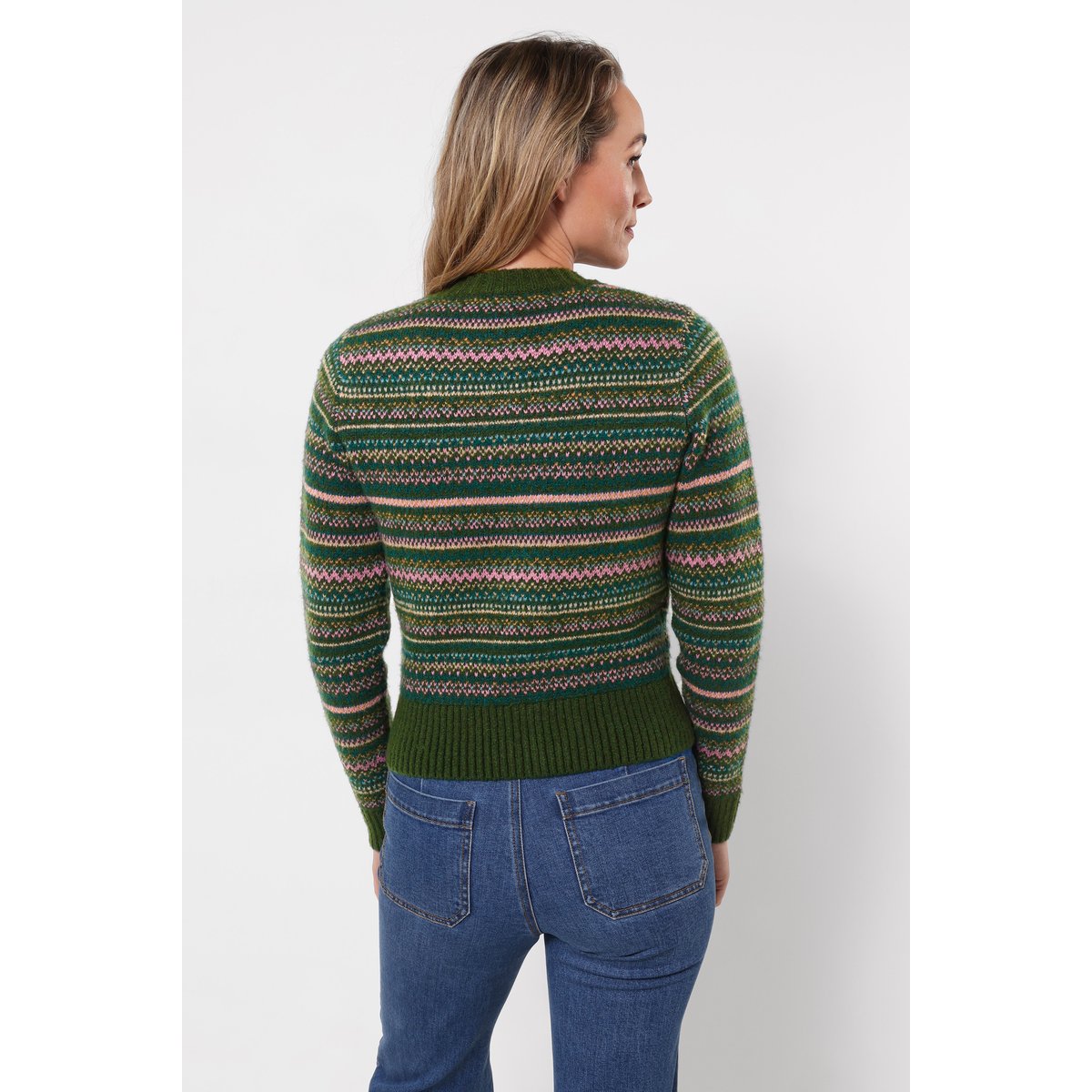 Cardigan Fair Isle Jours Douillets vert, JOE BROWNS