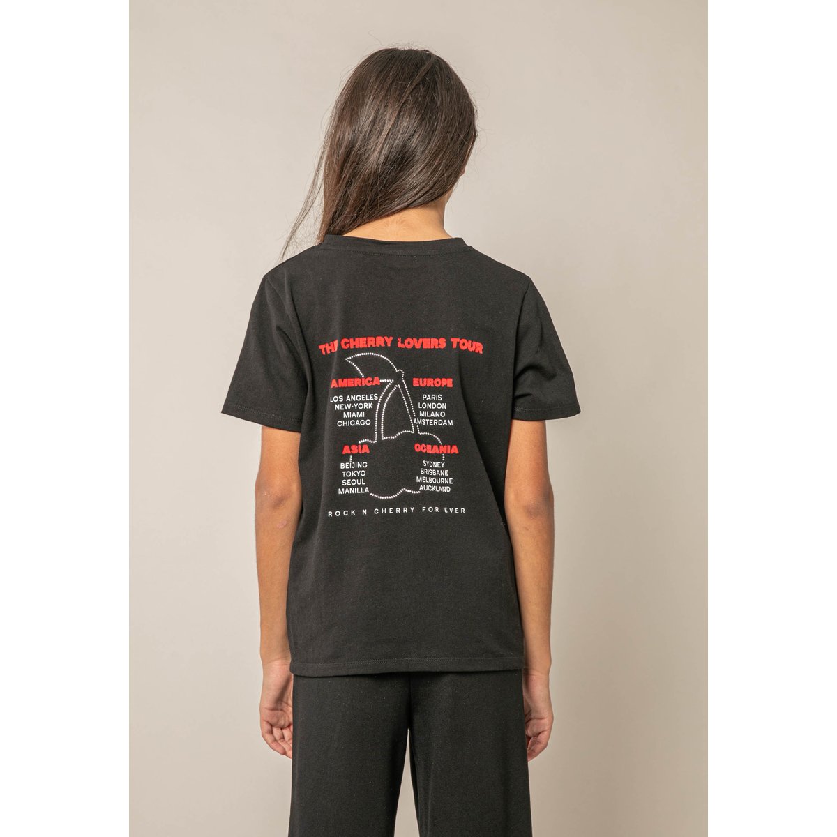 T-shirt fille en coton à imprimé rock ROCKCHERRY noir, DEELUXE