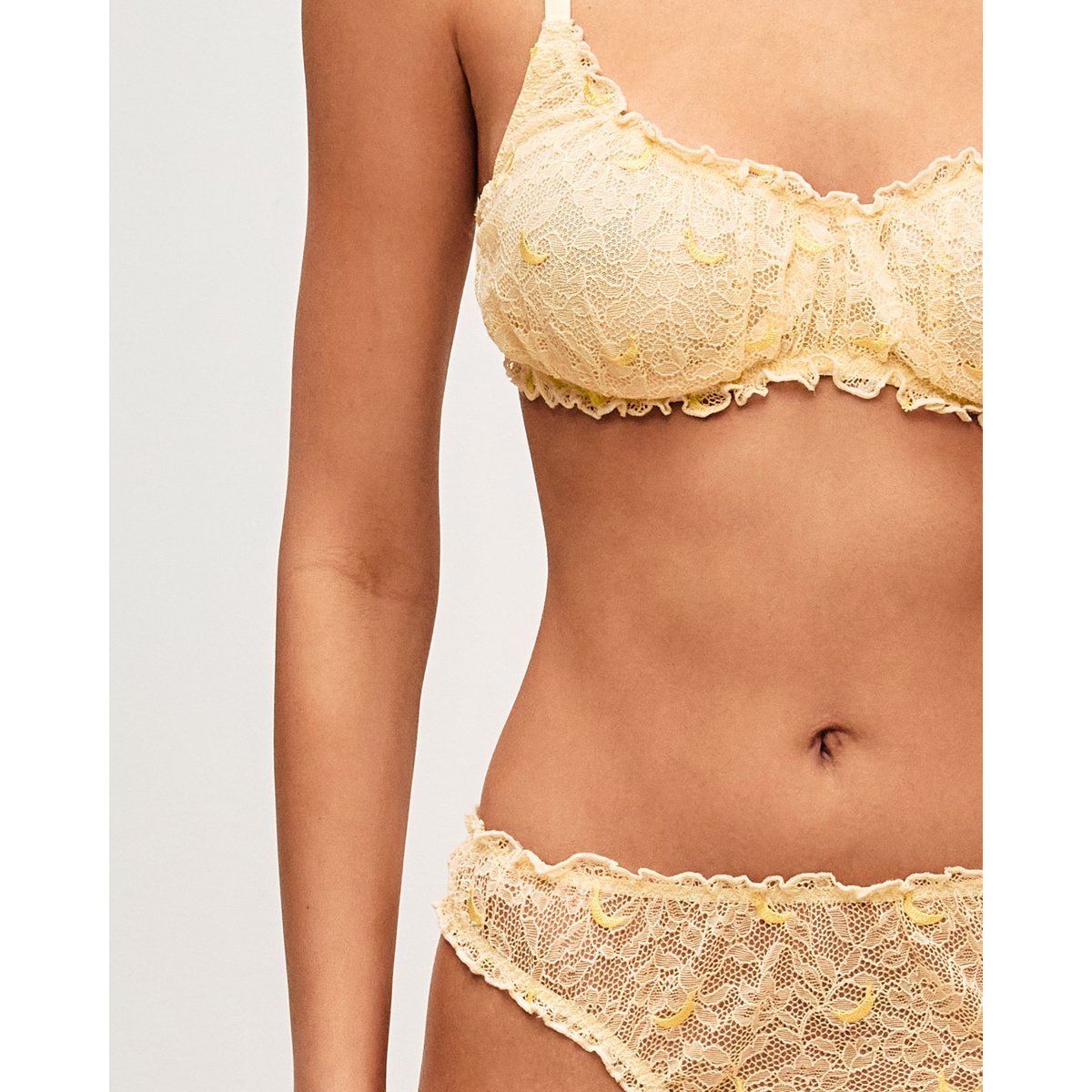 Brassière corbeille en dentelle avec bananes brodées BANANASPLITIZ jaune, UNDIZ