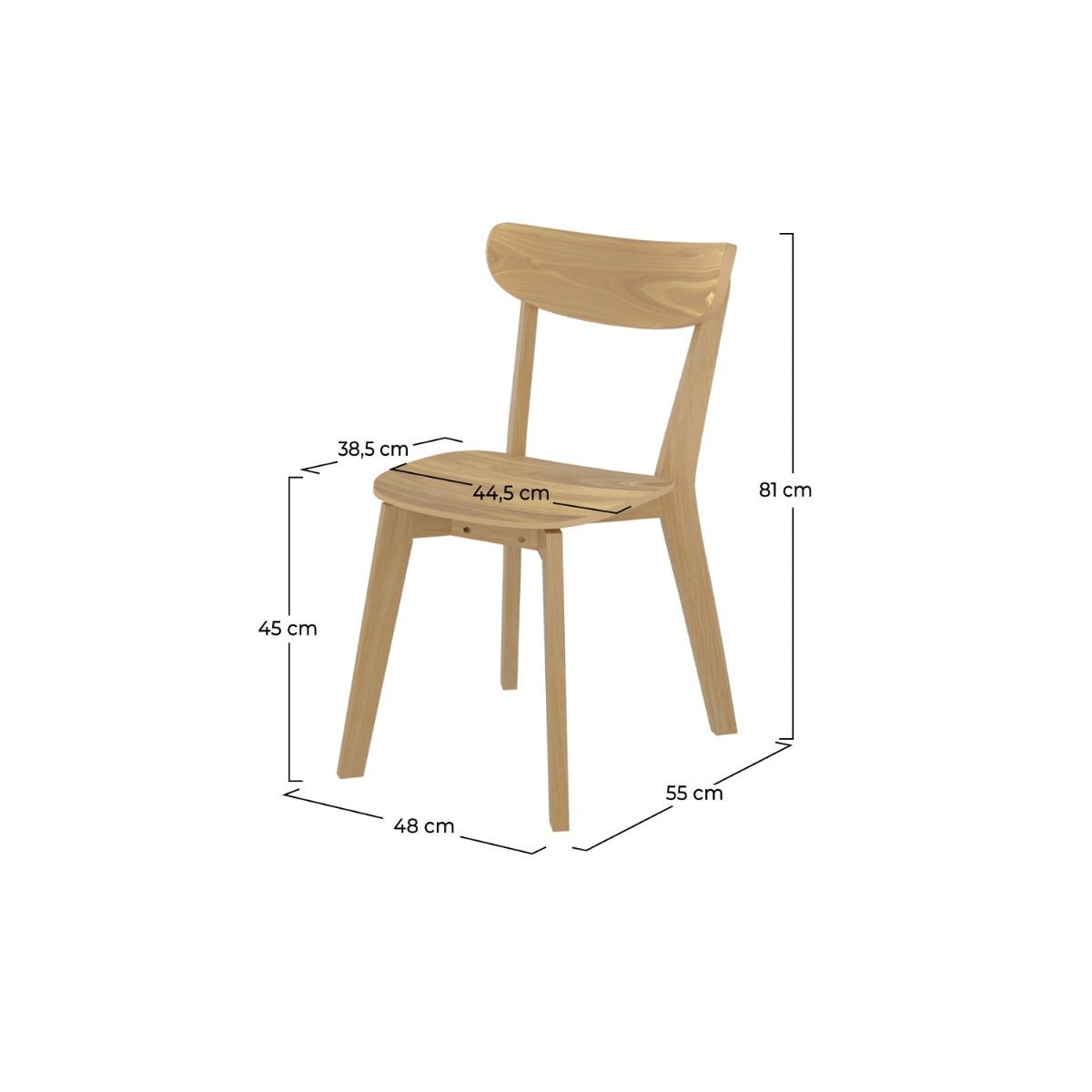 Lot de 2 chaises en bois - TABATA bois clair, MAISON PAVANE