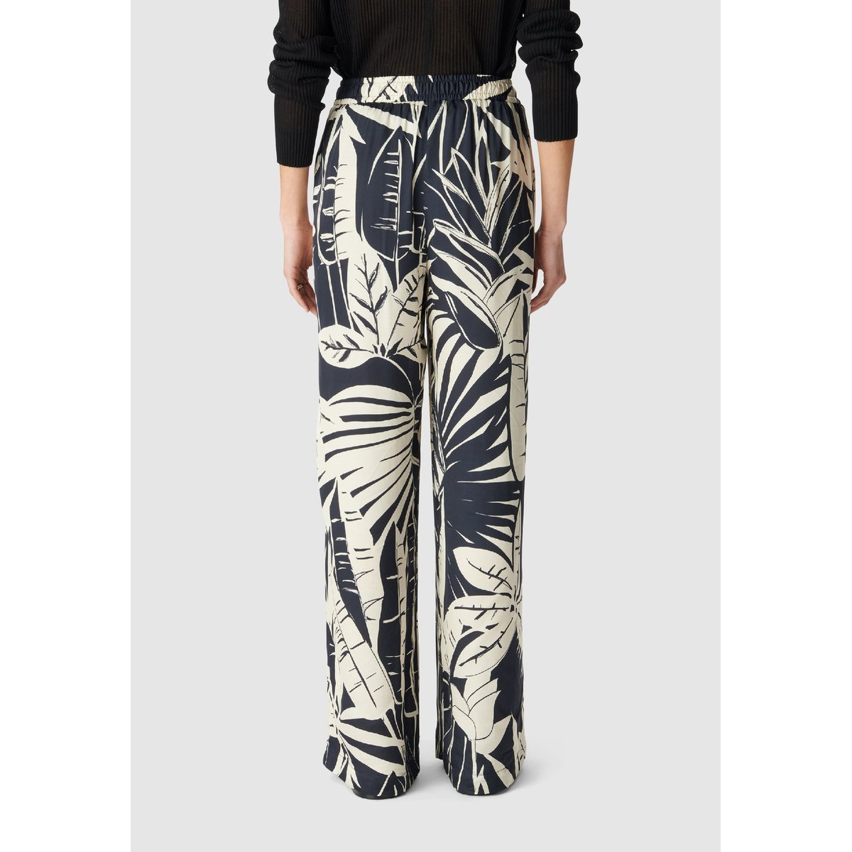 Pantalon imprimé maxi feuilles marine, IKKS