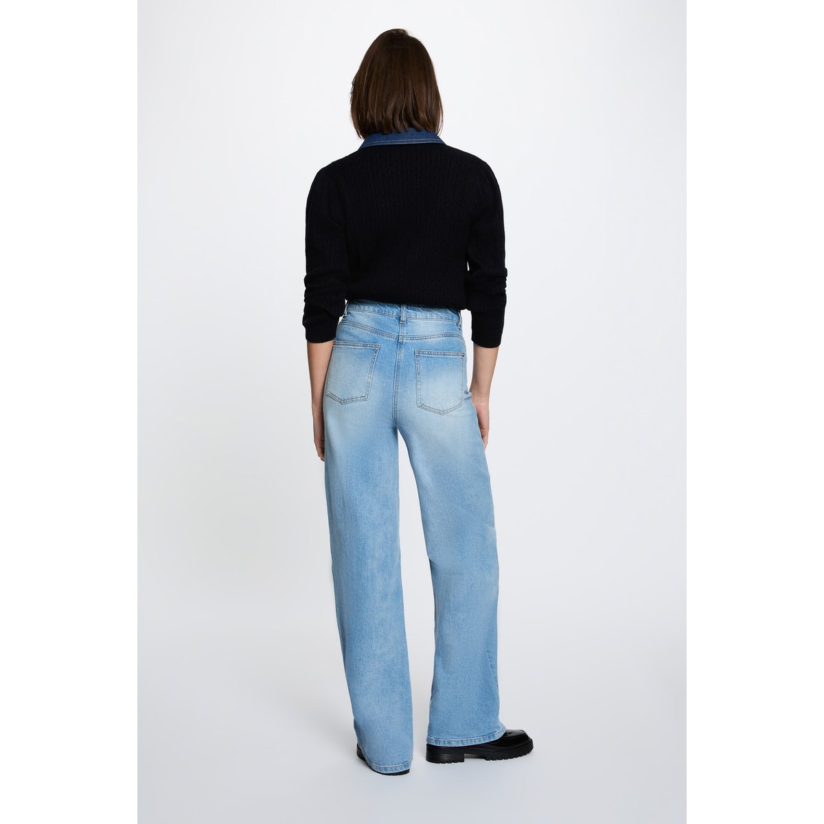 Pull col revers boutons bleu marine, MORGAN