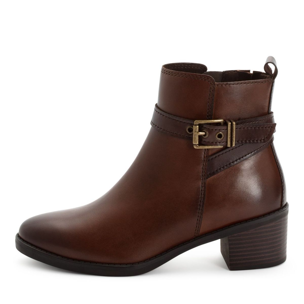 Bottine en cuir marron antilope, MARCO TOZZI