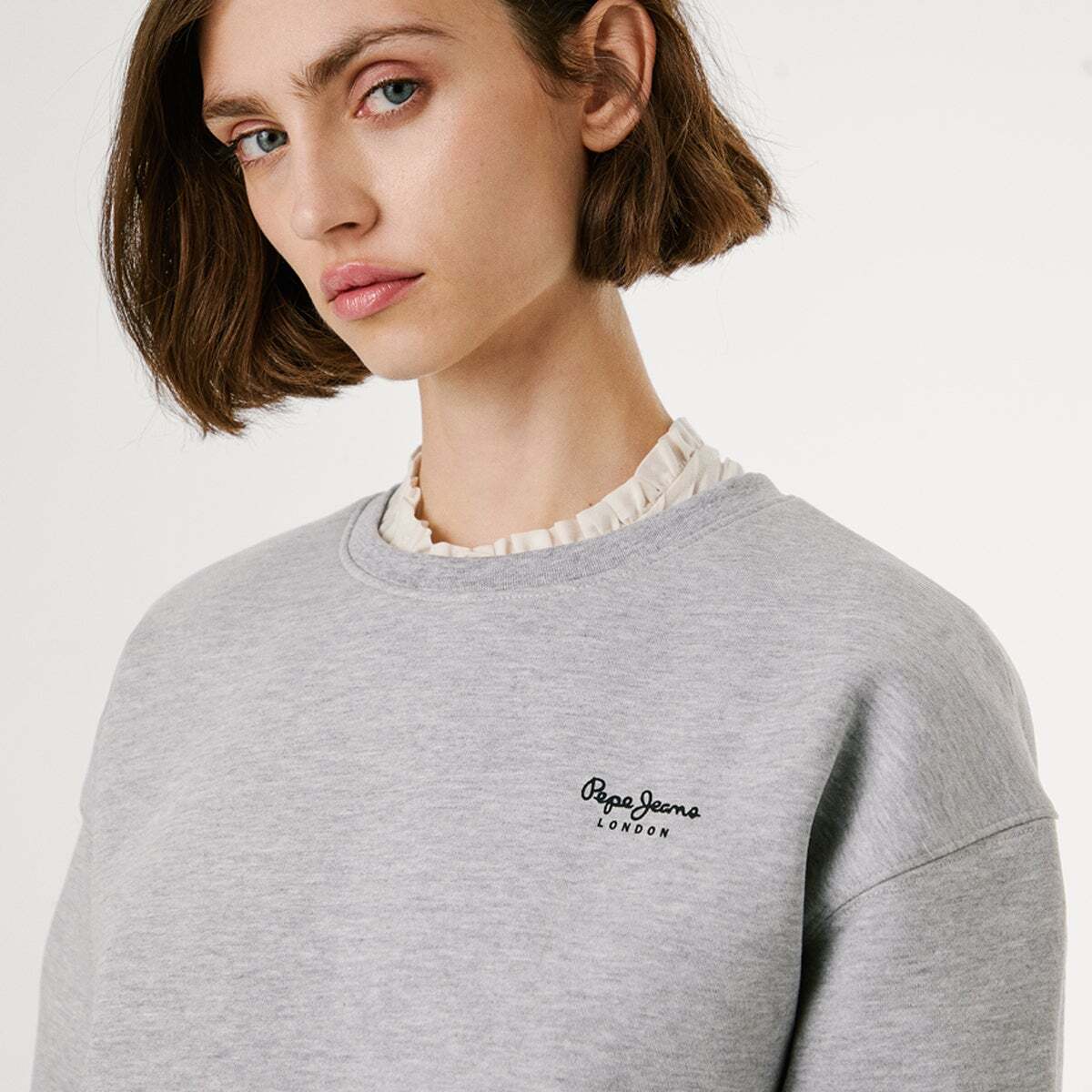 Sweat-Shirt À Col Rond Avec Logo gris chine, PEPE JEANS