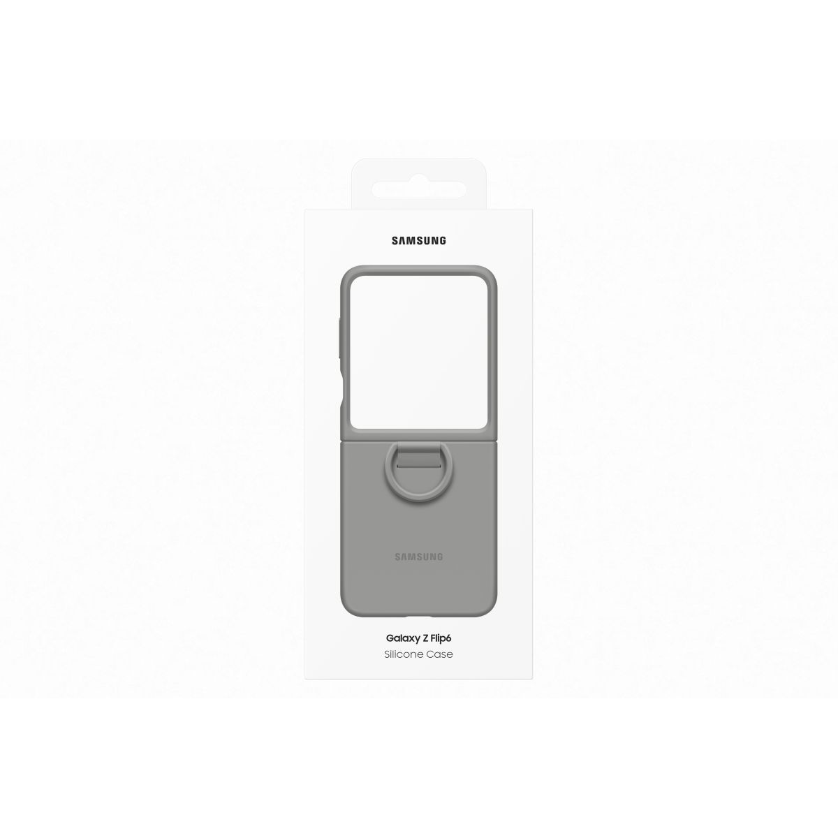 Coque Z Flip6 silicone Gris avec anneau couleur unique, SAMSUNG
