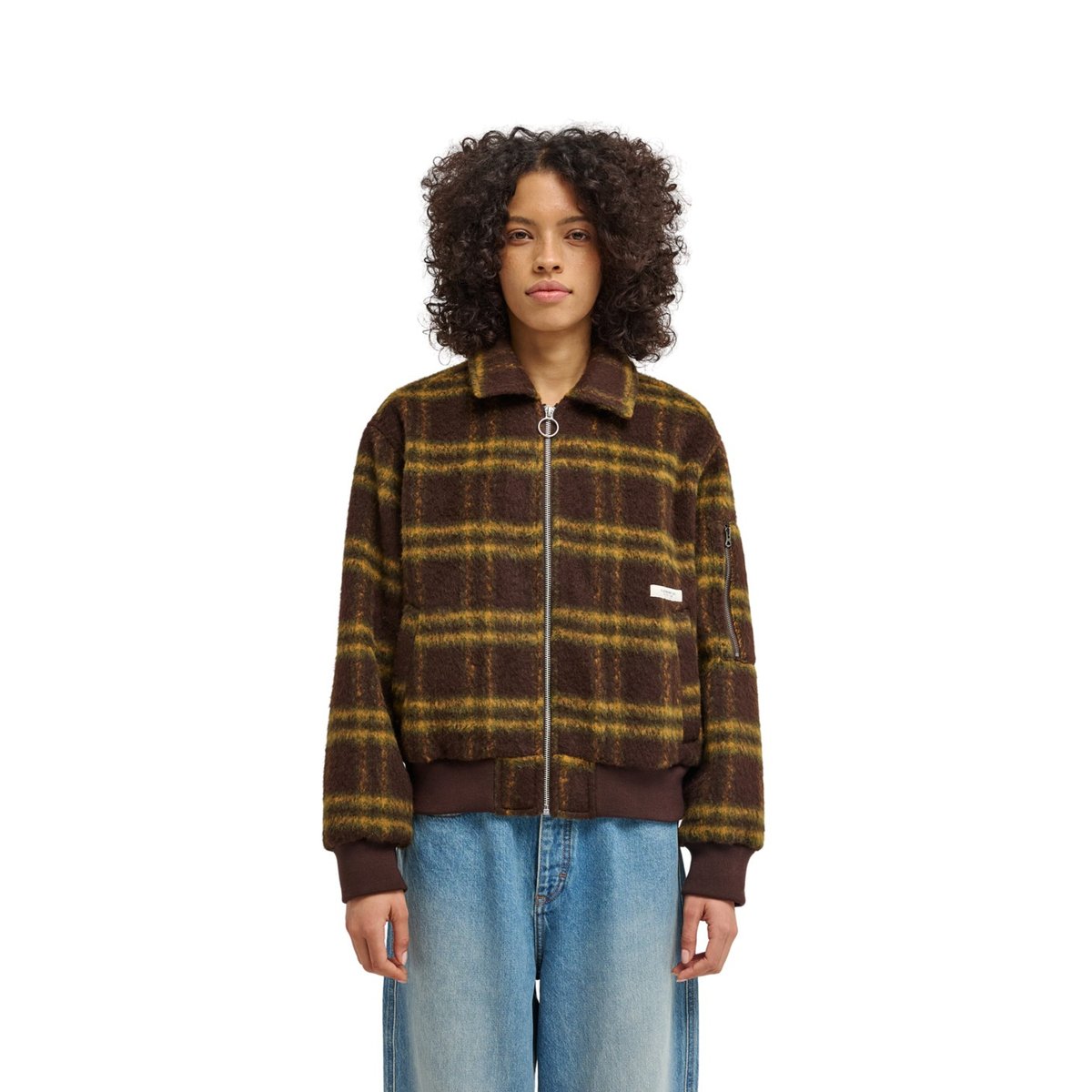 Veste bomber FUZZY marron brushed plaid mole, ELEMENT