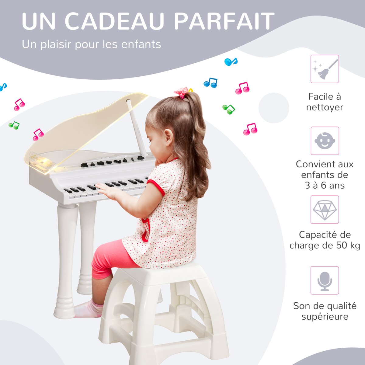 Ensemble de claviers électroniques pour blanc, transparent, AIYAPLAY