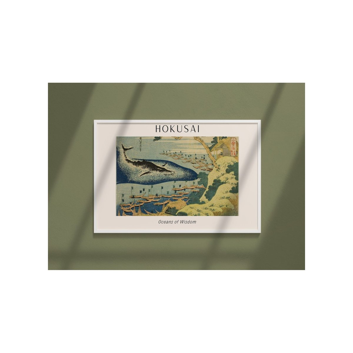 Affiche Hokusai 'Oceans of Wisdom' blanc, L'AFFICHERIE