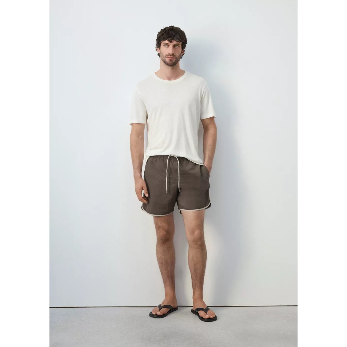Maillot de bain essentiel cordon marron, MANGO MAN