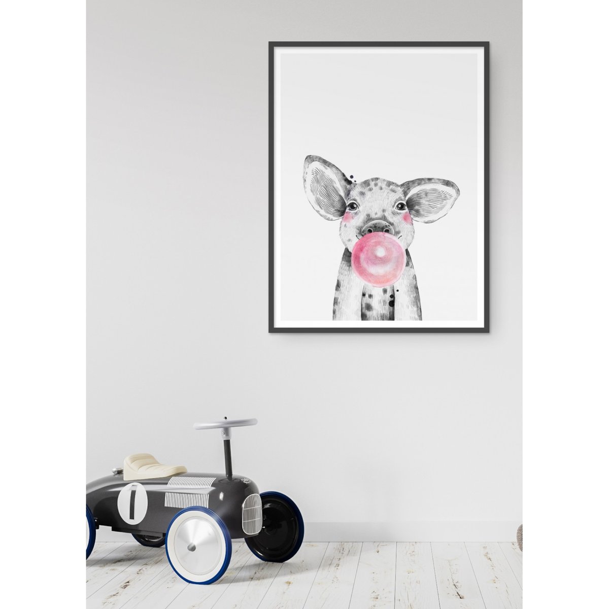 Affiche Bulle de bébé Cochon Rose blanc, L'AFFICHERIE