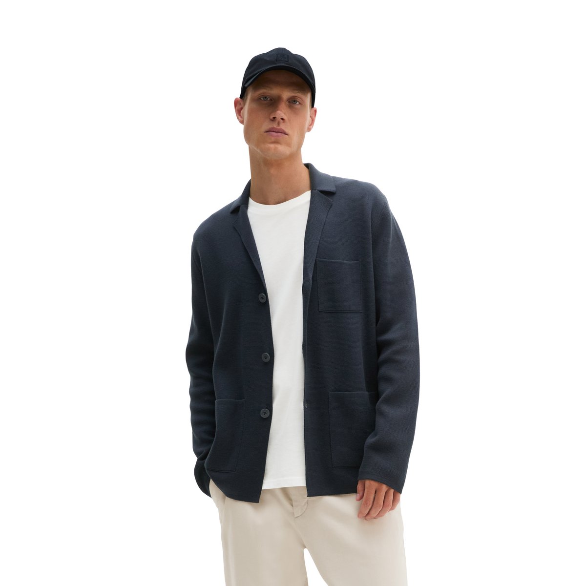 Blazer en maille, coupe classique en coton biologique certifié bleu, MARC O'POLO