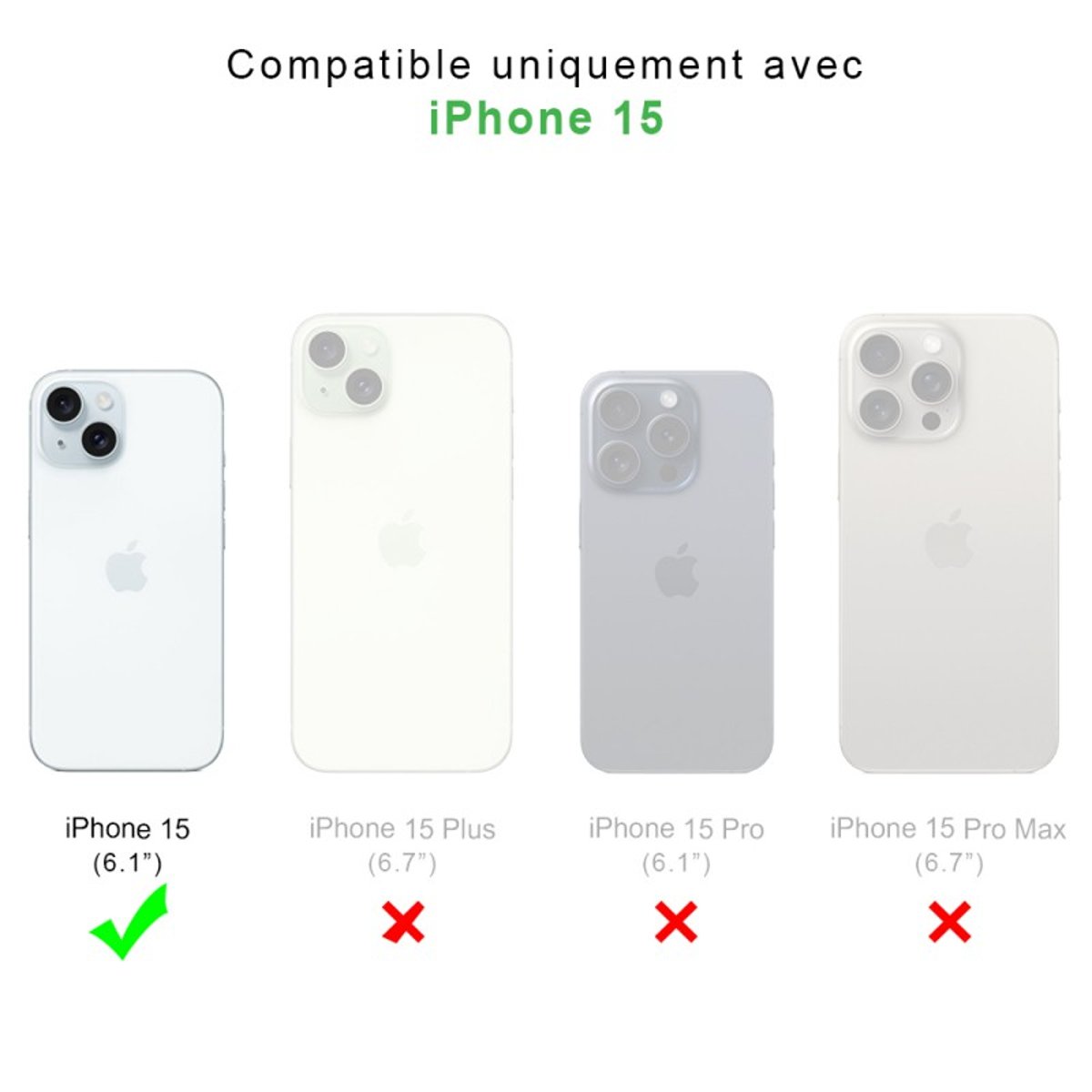 Coque anti-choc compatible magsafe iPhone 15 transparent, EVETANE