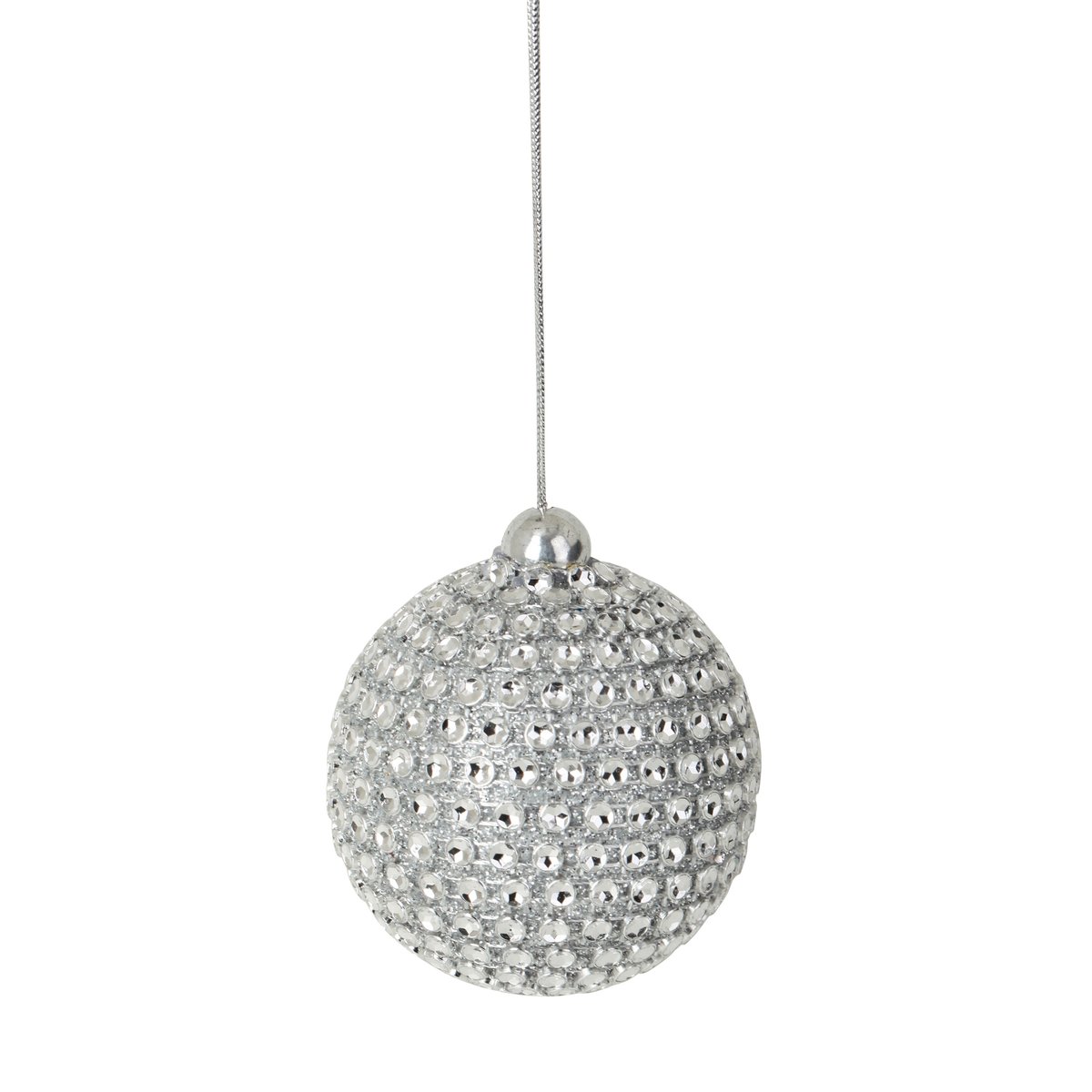 6 boules argenté strass de noel argent, EDEN