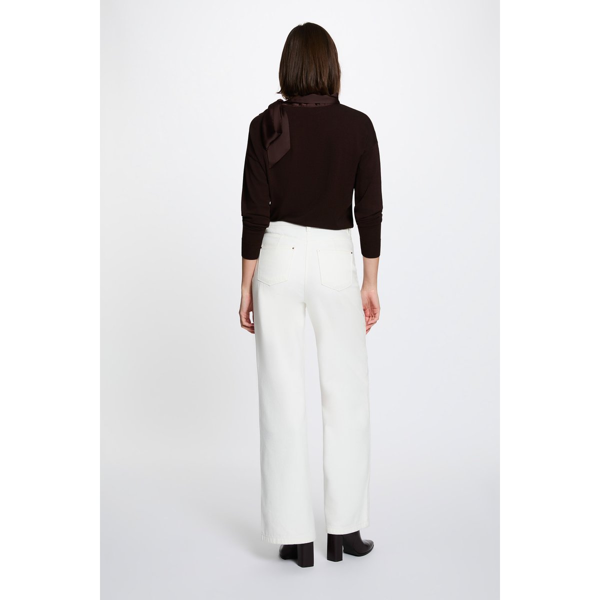 Pull col rond manches longues marron foncé, MORGAN