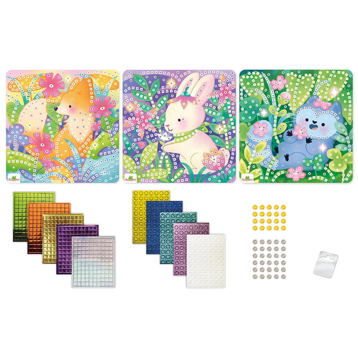 3 Mosaïques Animaux doux rose, SYCOMORE