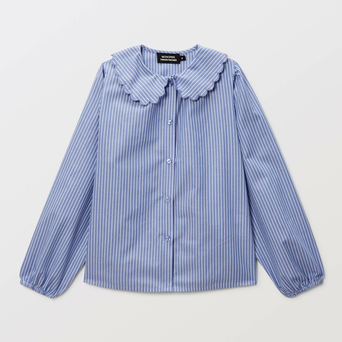 Chemise rayée à col claudine ice water, MONOPRIX
