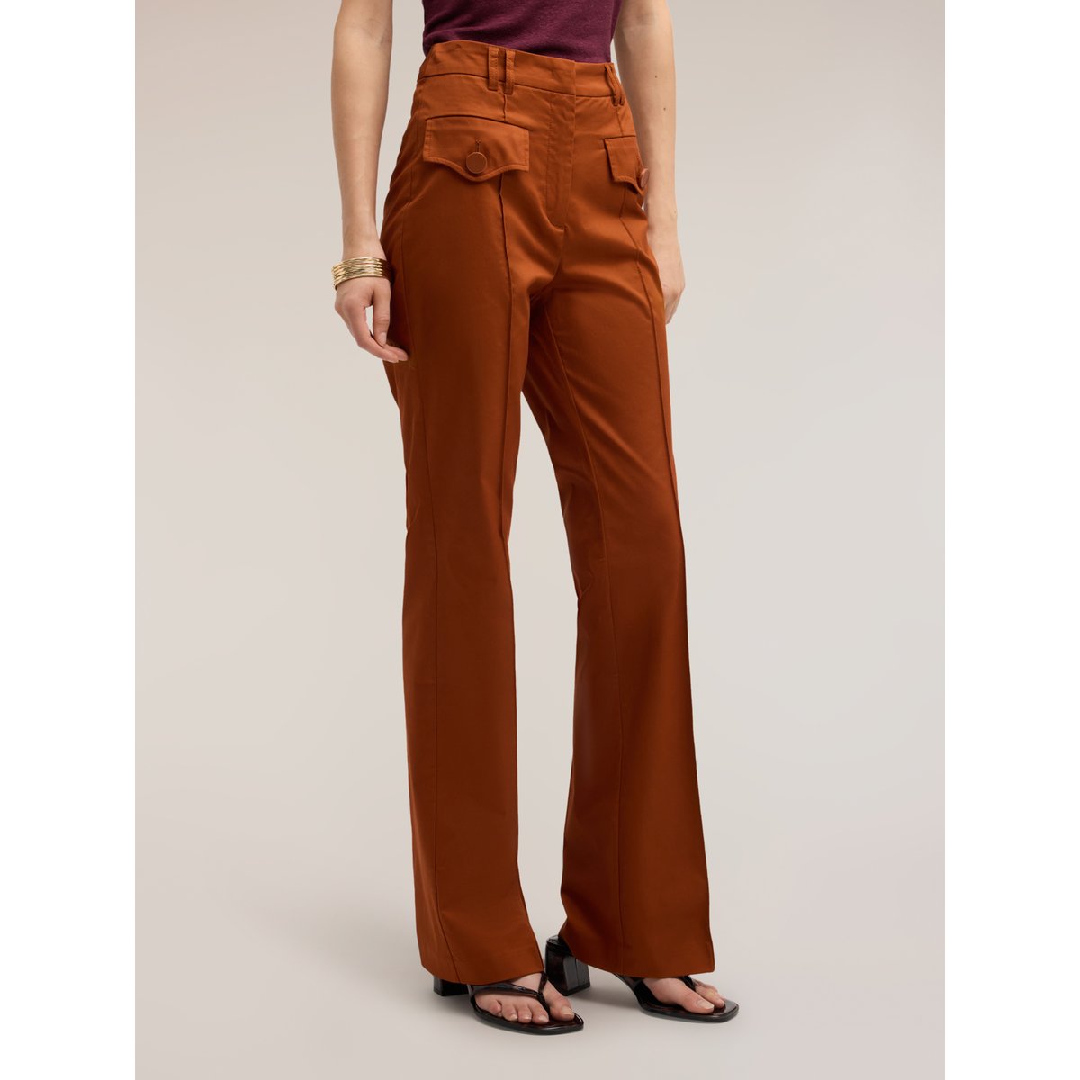 Pantalon flare avec poches orange soleil, MOTIVI