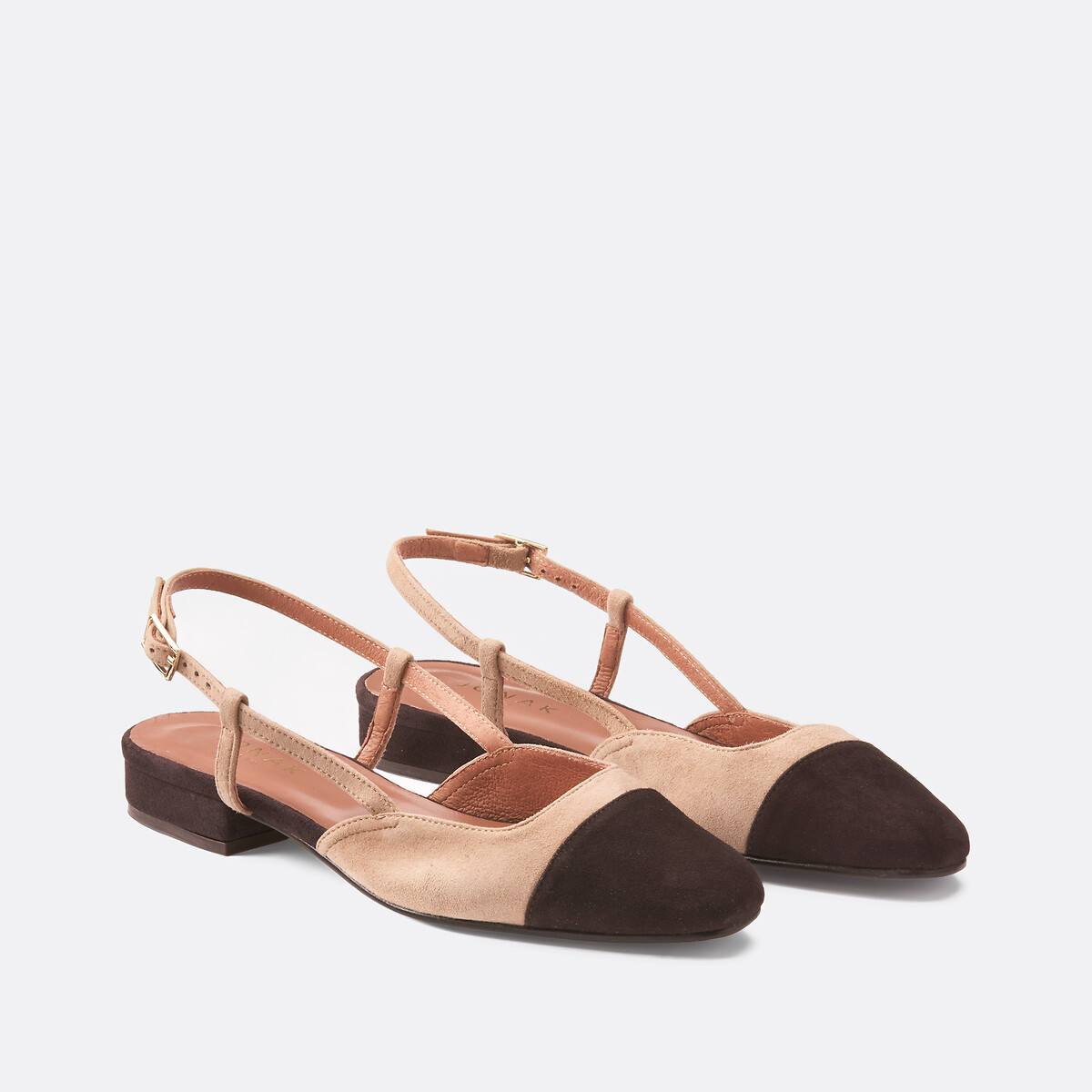 Ballerines slingback en cuir velours Dhapou marron/camel, JONAK