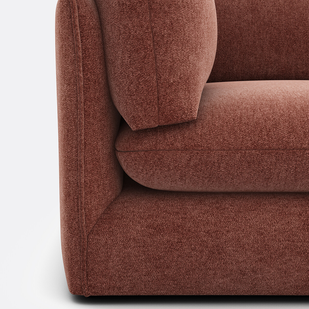 Modulaire 3-zitsbank met poef, gemêleerd polyester, Malo roze steenrood, LA REDOUTE INTERIEURS