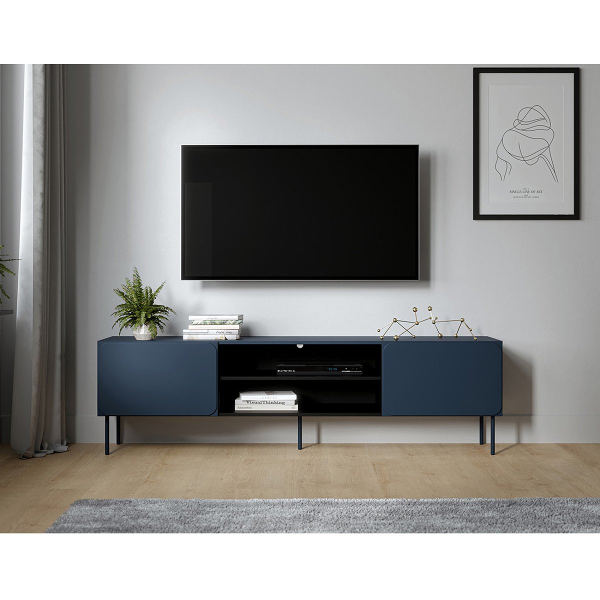 Meuble TV - ELVIS bleu, BEST MOBILIER