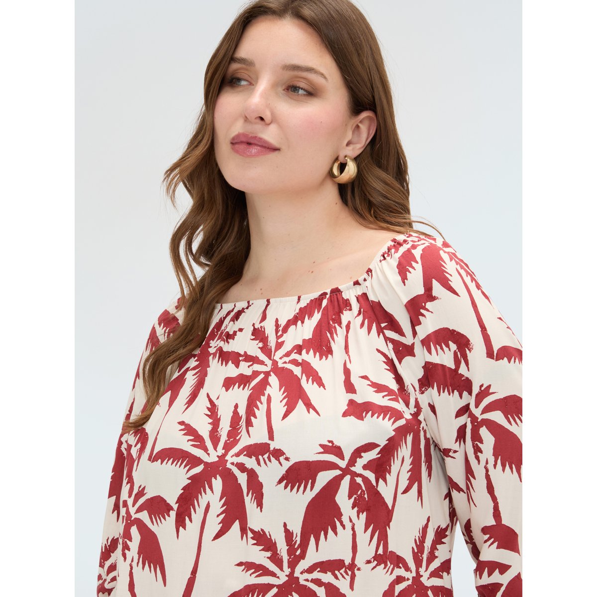 Blouse épaules dénudées avec imprimé blanc, FIORELLA RUBINO