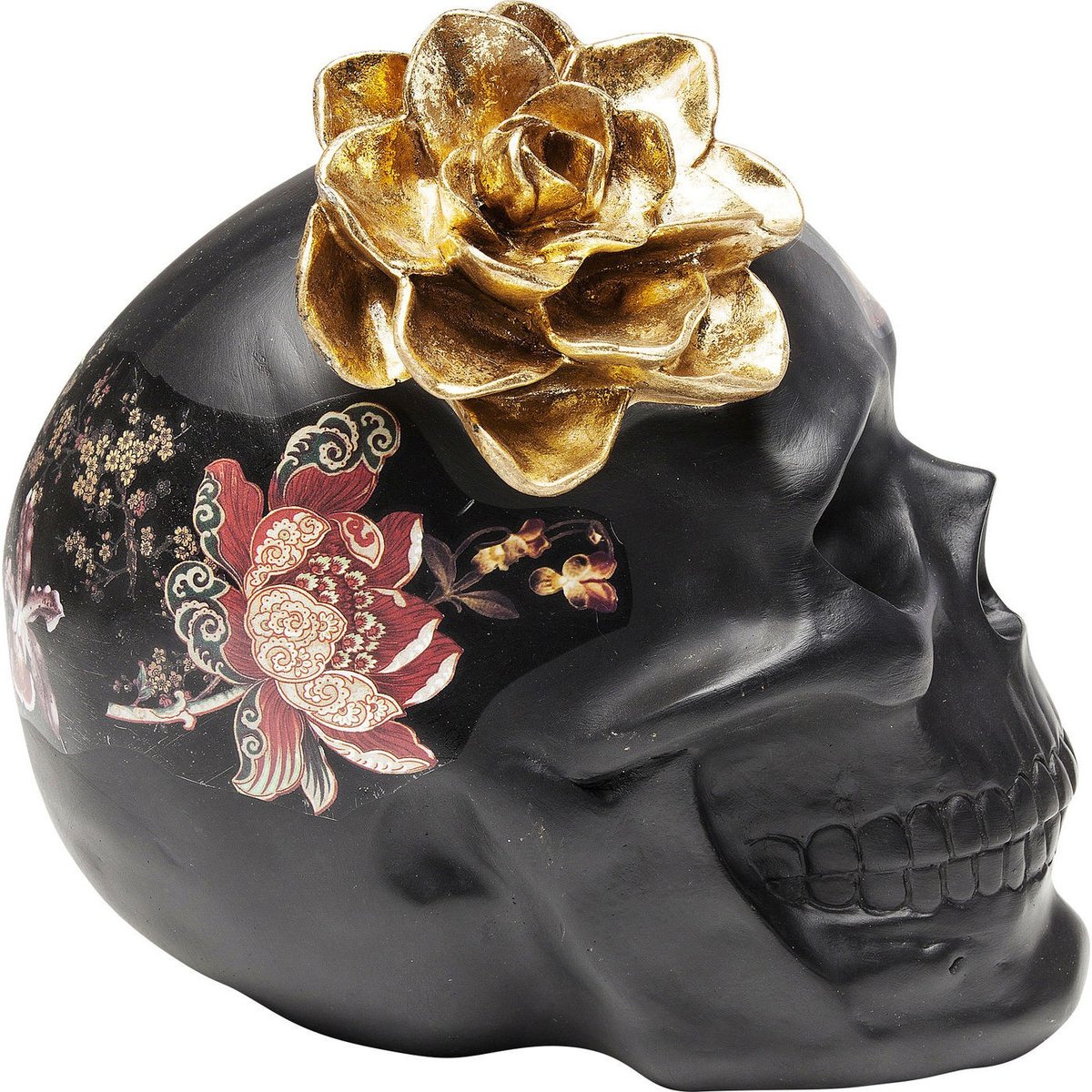 Déco crâne fleurs noir, KARE DESIGN