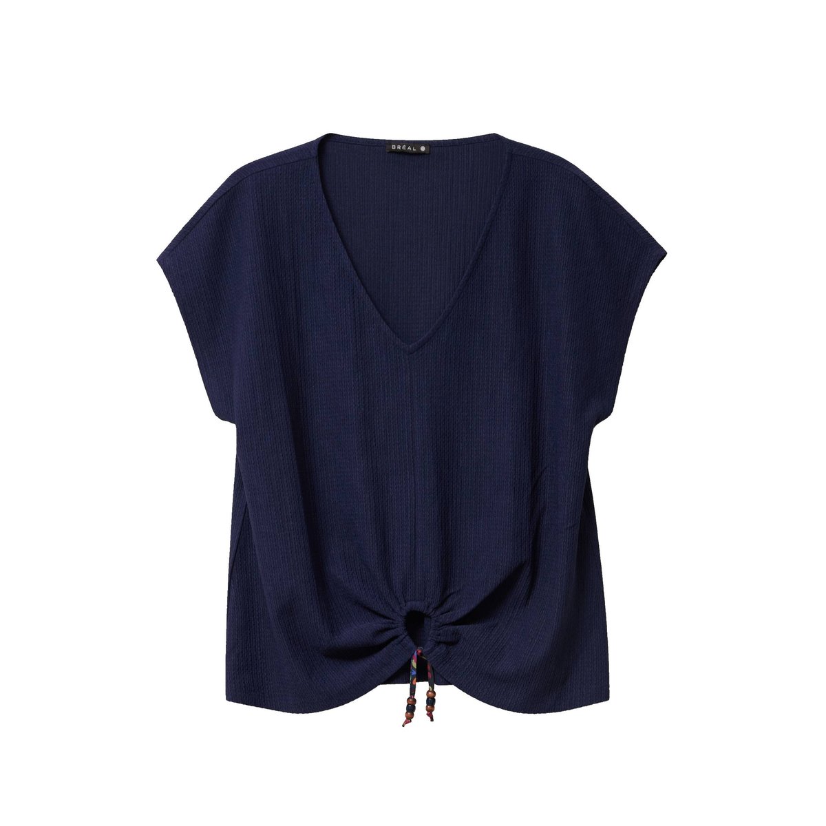 T-shirt bas resserré manches courtes bleu marine, BREAL