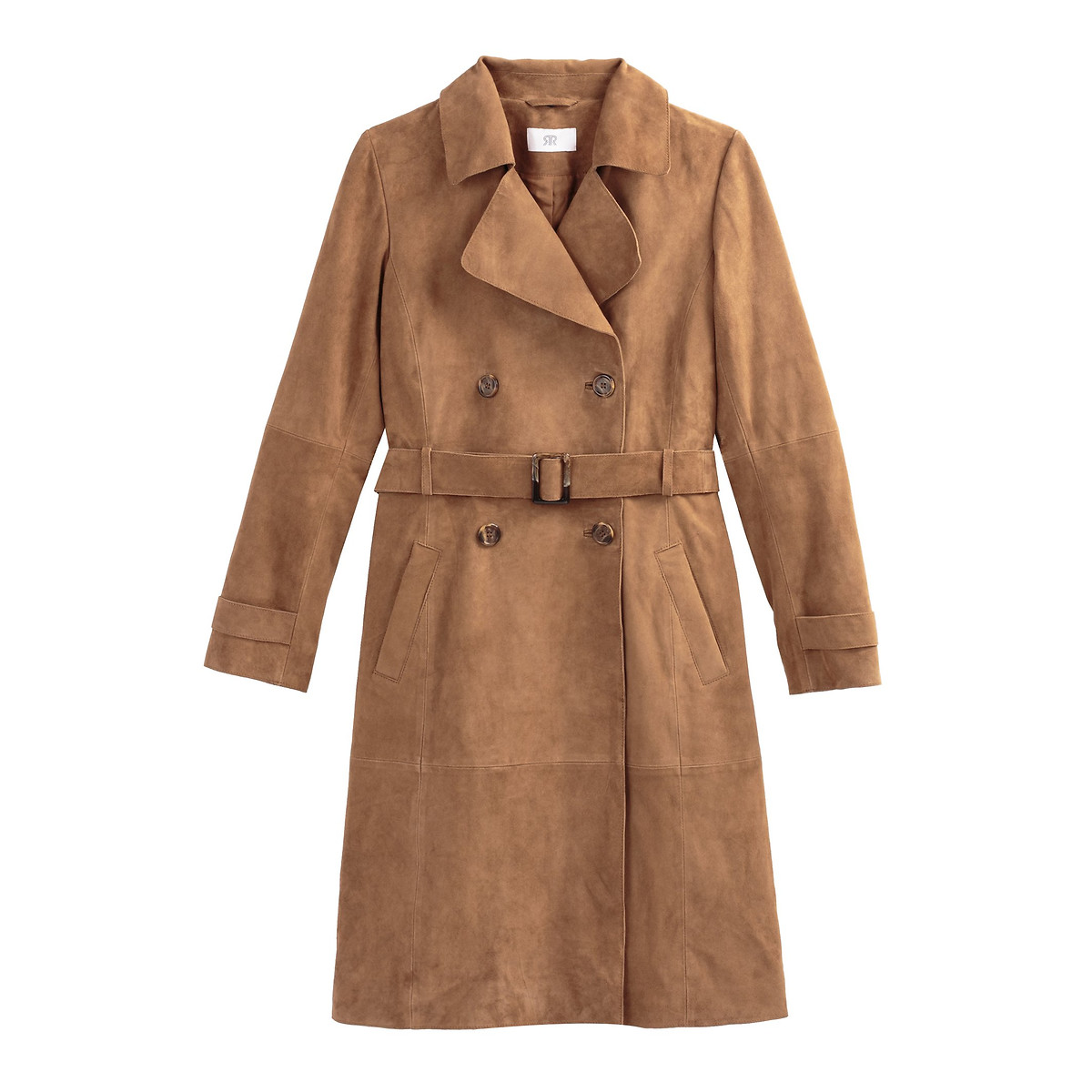 Leather Long Trench Coat camel, LA REDOUTE COLLECTIONS