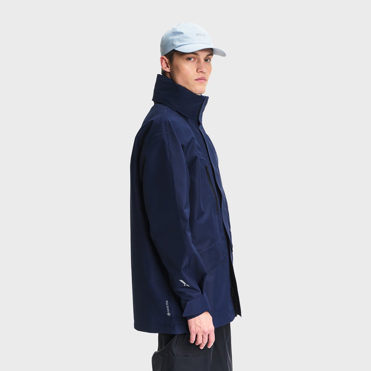 Parka imperméable à capuche amovible GORE-TEX bleu marine, AIGLE
