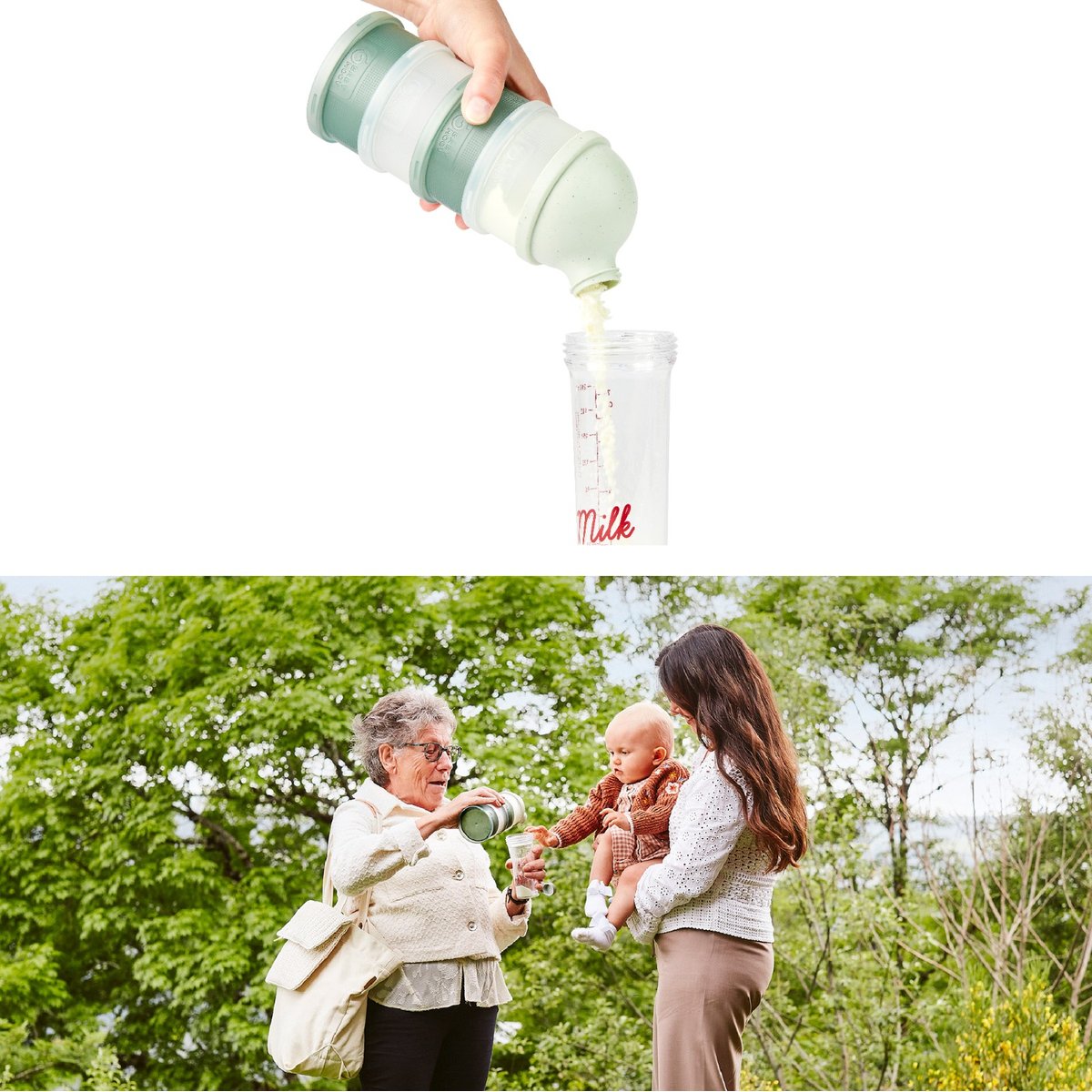 Boîte doseuse de lait ergonomique bébé vert, BABYMOOV