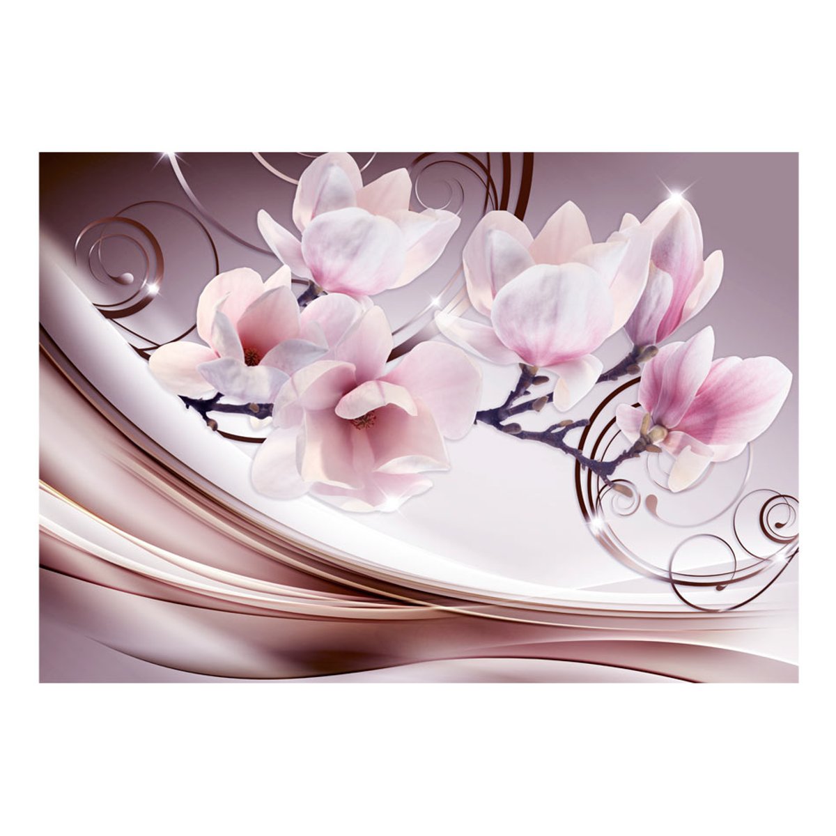 Papier peint intissé panoramique Fleurs Meet the Magnolias rose, EDEN