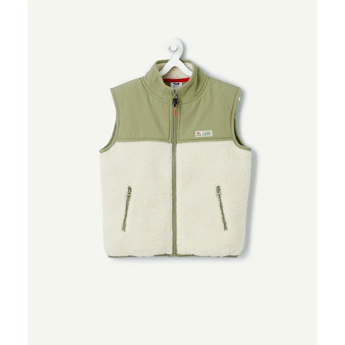 Veste sans manches en sherpa blanc/kaki, TAPE A L'OEIL