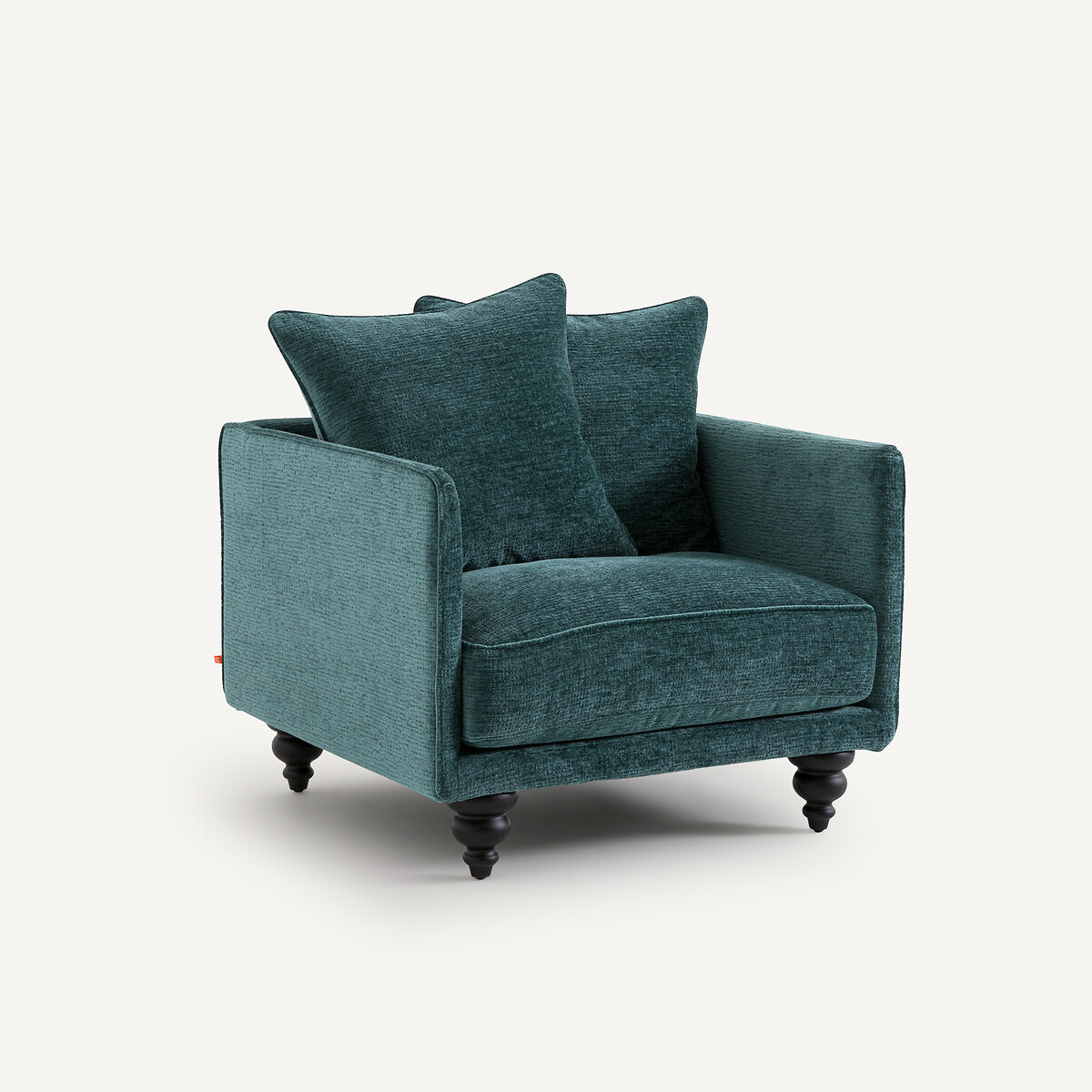 Fauteuil en velours texturé, LAZARE bleu pétrole, AM.PM