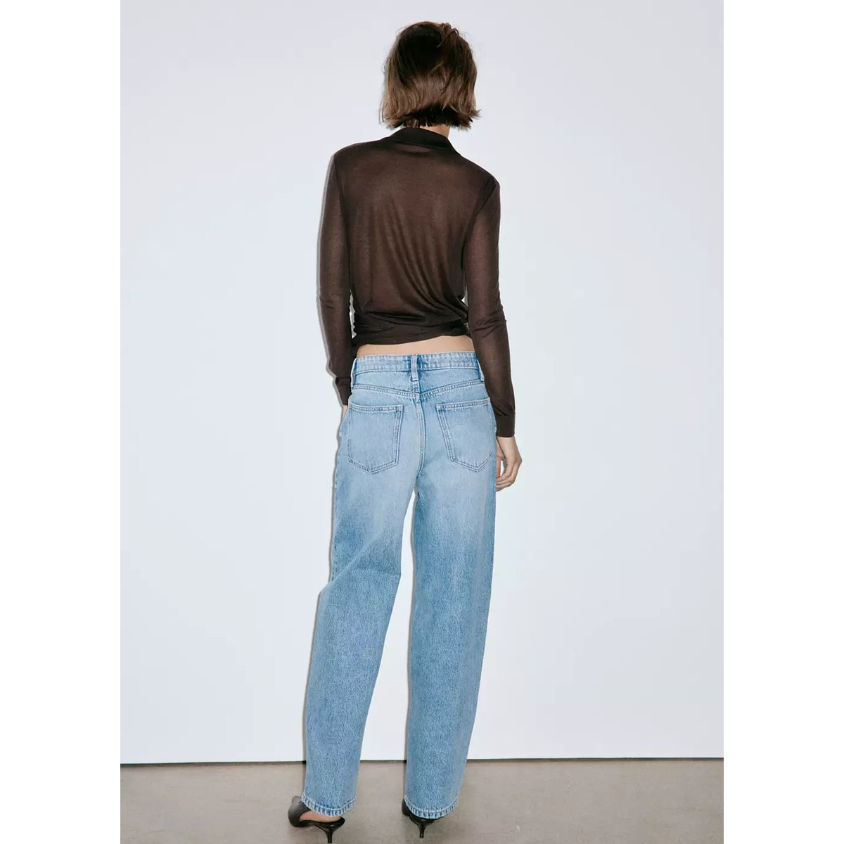 Jean balloon taille haute bleu moyen, MANGO