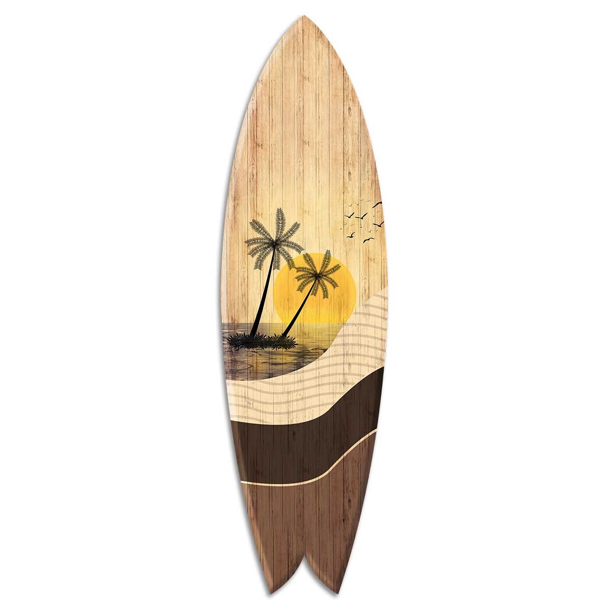 Planche de surf décorative Sunset Ride tableau alu dibond, HEXOA