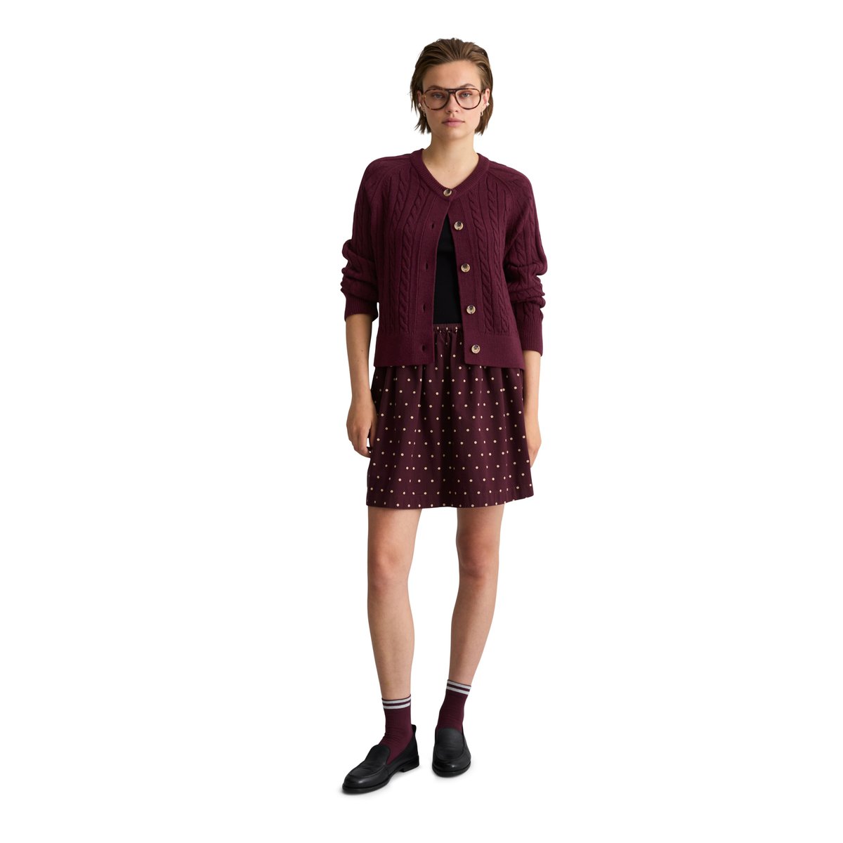Jupe courte en seersucker, coupe trapèze en pur coton biologique rouge, MARC O’POLO DENIM