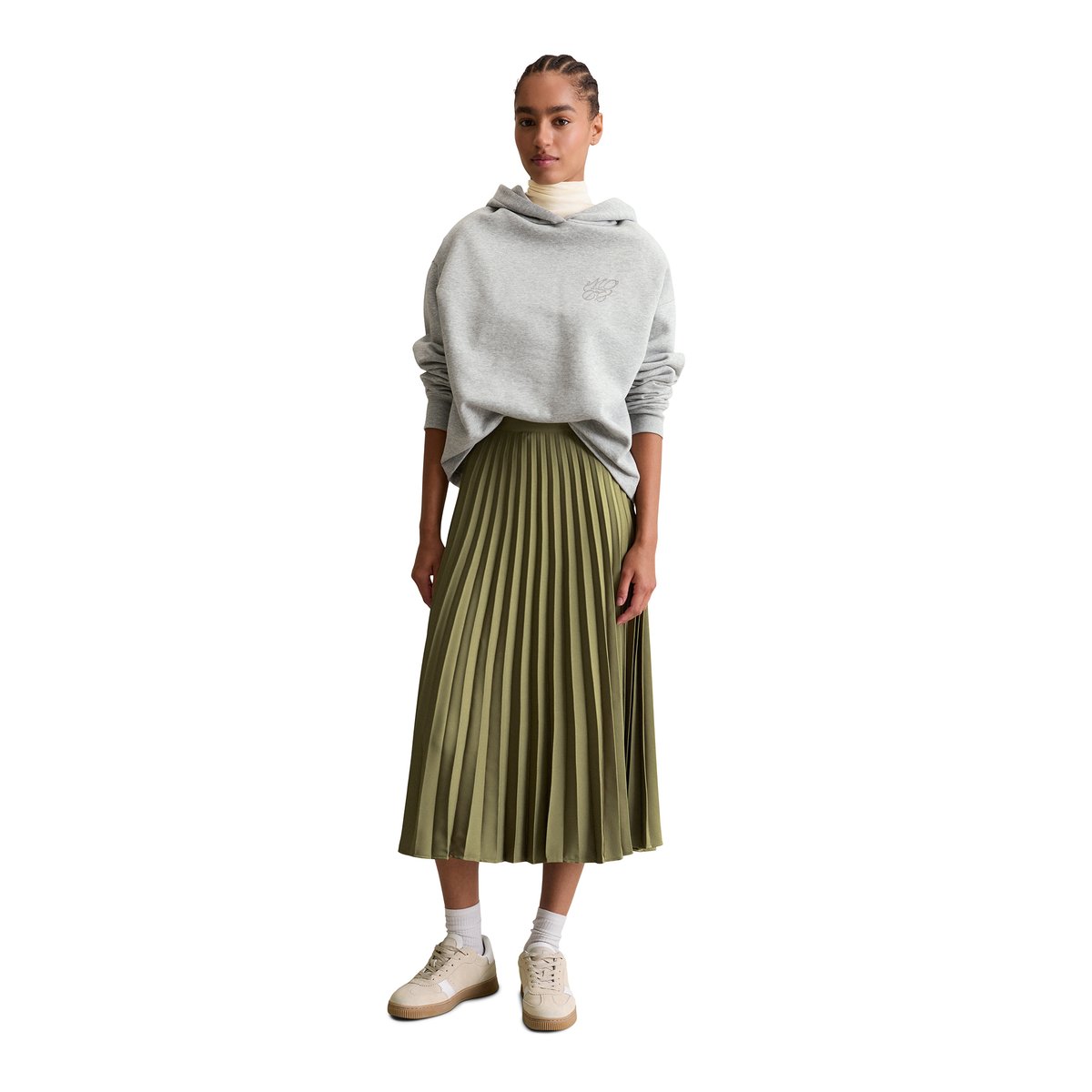 Jupe plissée A-Shape en polyester recyclé gris, MARC O’POLO DENIM