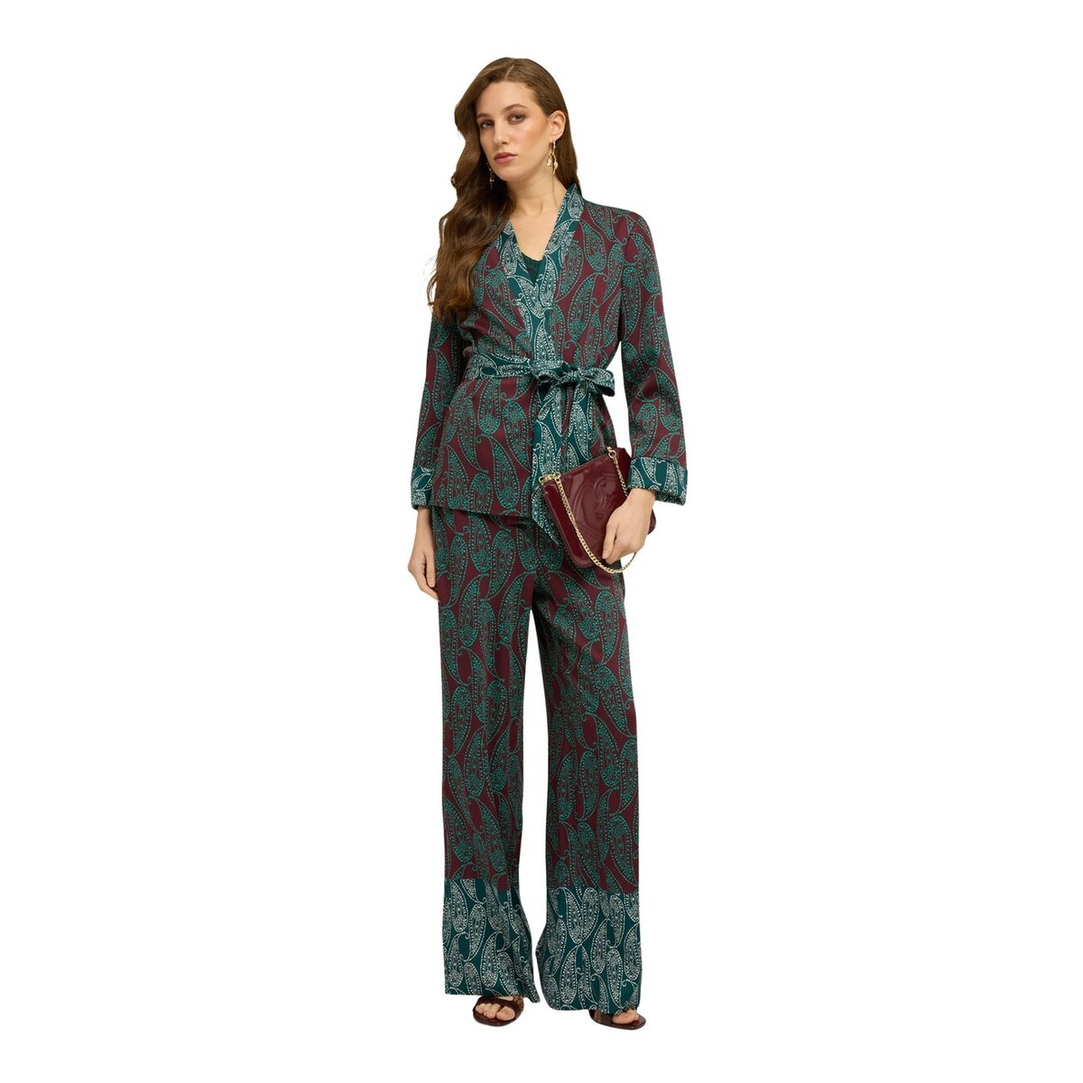 Pantalon palazzo imprimé vert, MOTIVI