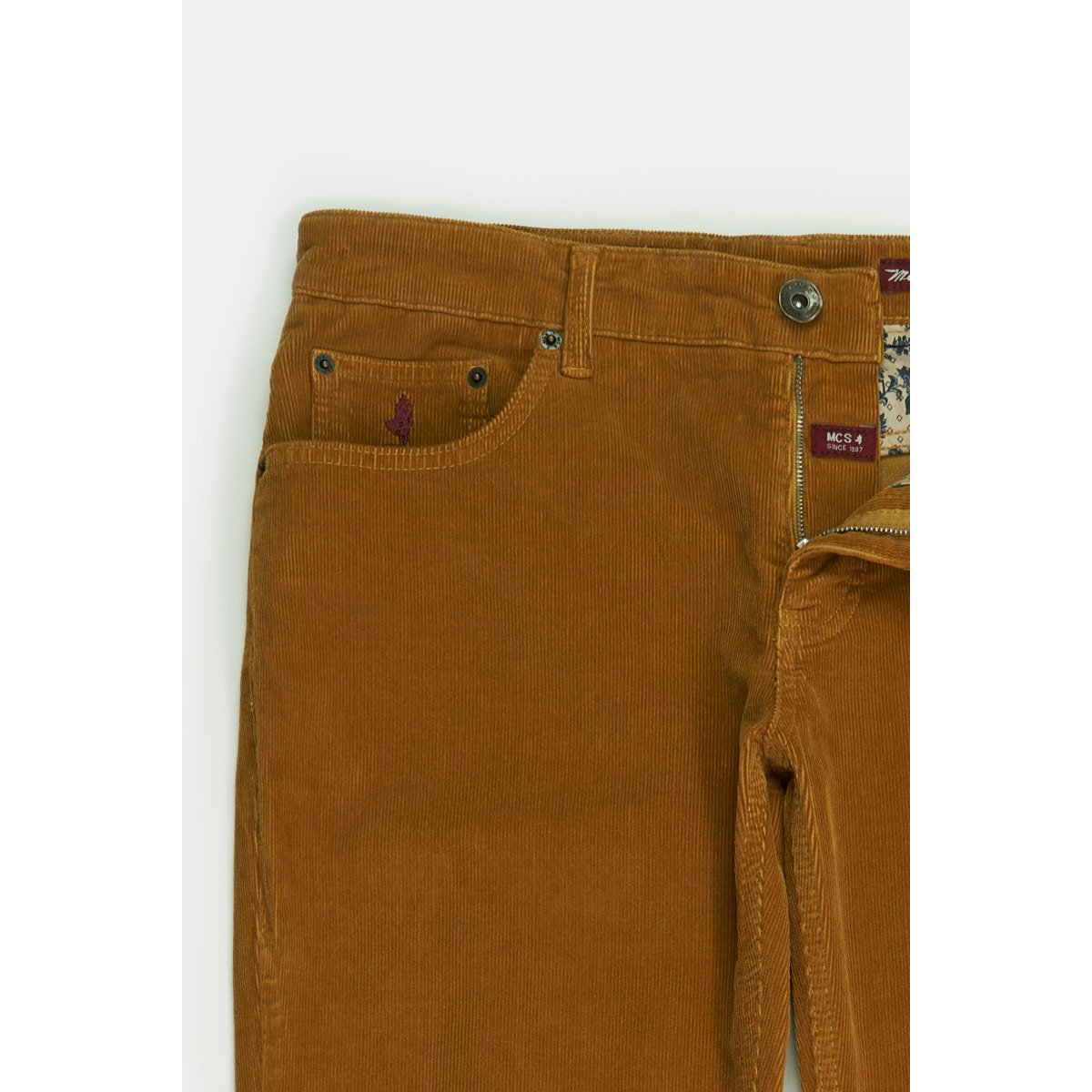 Pantalon 5 poches velours côtelé ocre, MCS