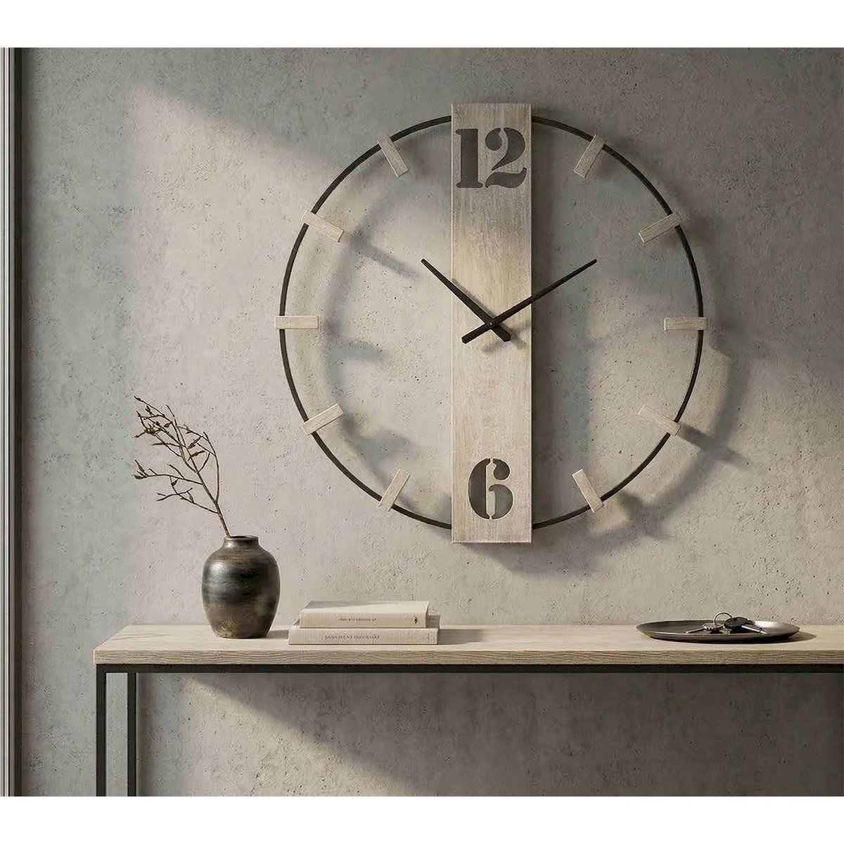 Horloge murale en fer chiffres ajourés GLAM noir et argent, RECOLLECTION