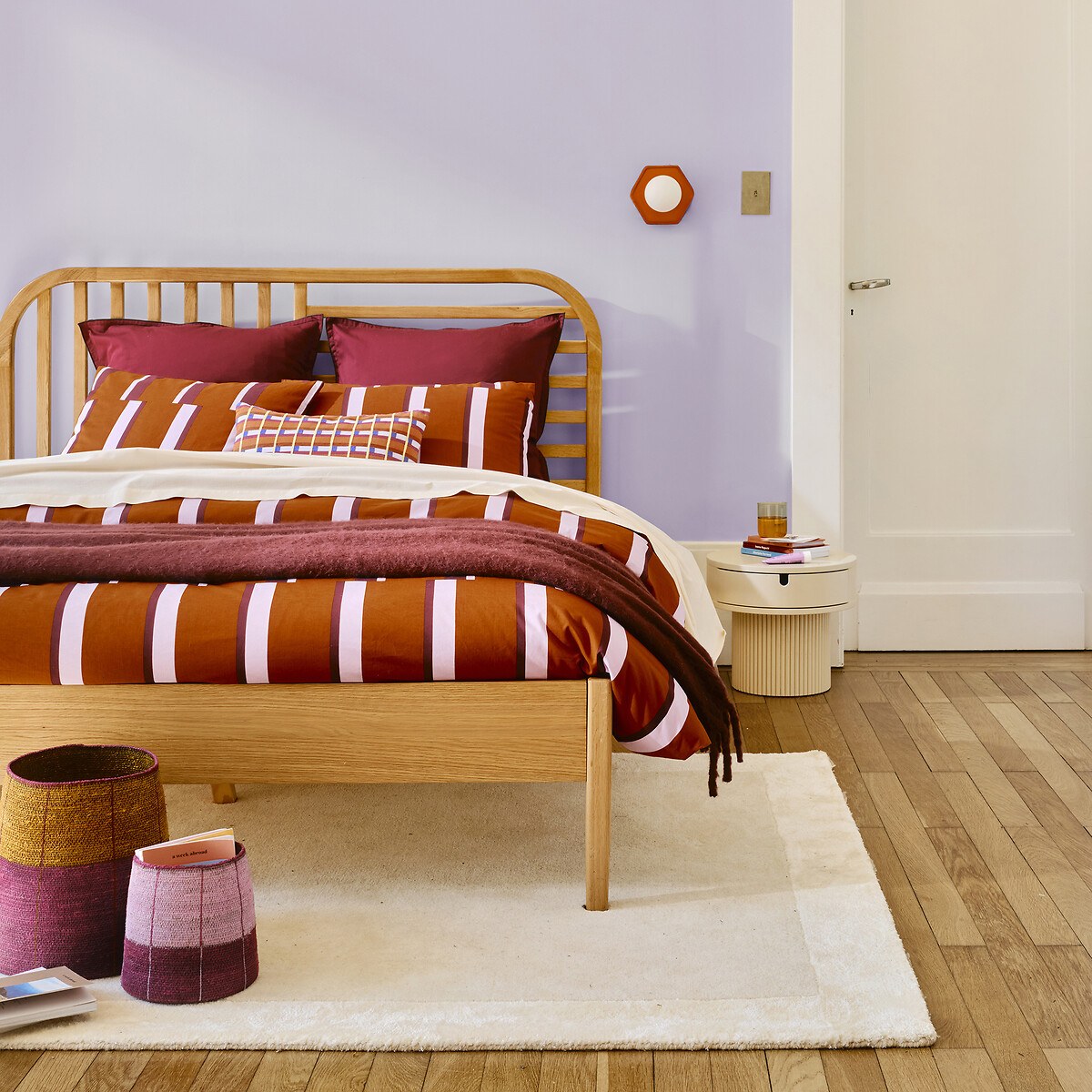 Housse de couette en coton, imprimé géométrique, STUBBE caramel/lilas/prune, LA REDOUTE INTERIEURS
