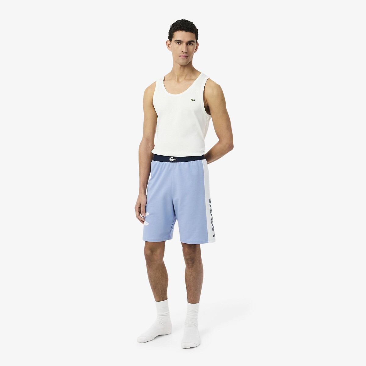Short d'intérieur straight fit molleton bleu-30y, LACOSTE