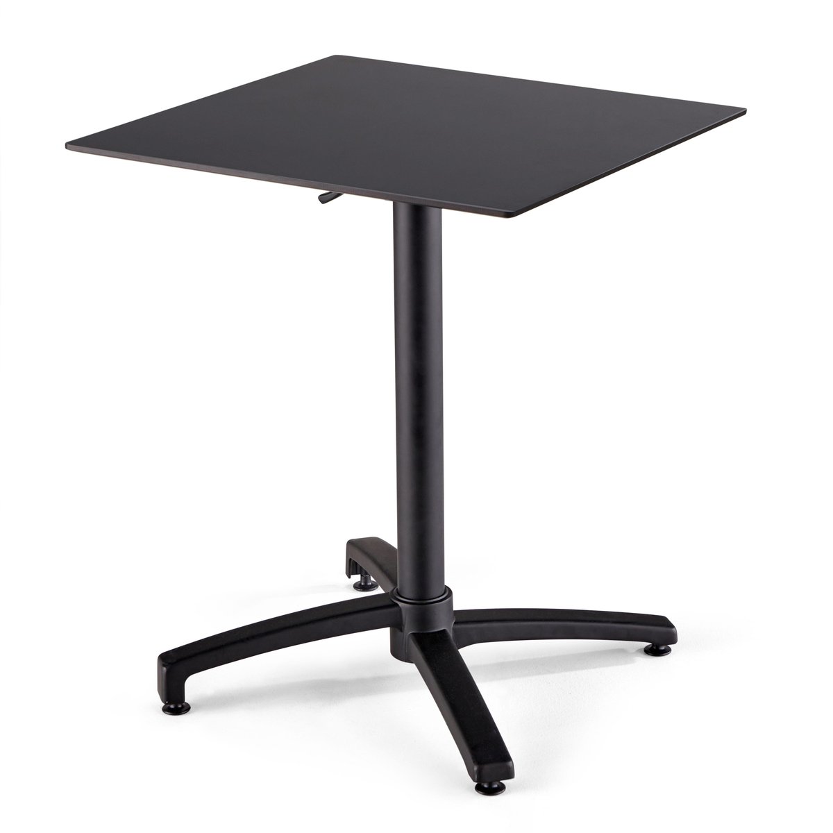 Table 60x60 cm inclinable stratifiée avec pied noir et chaises en métal, OPERA taupe, OVIALA